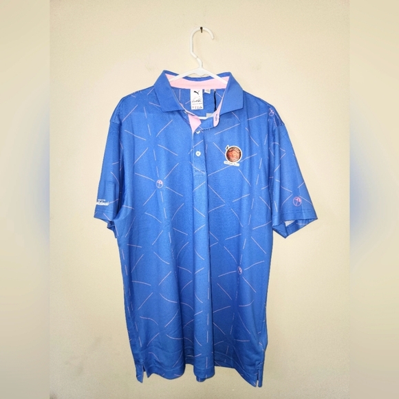 Puma Other - Nwt puma x Arnold palmer mens gold polo size large blue pink